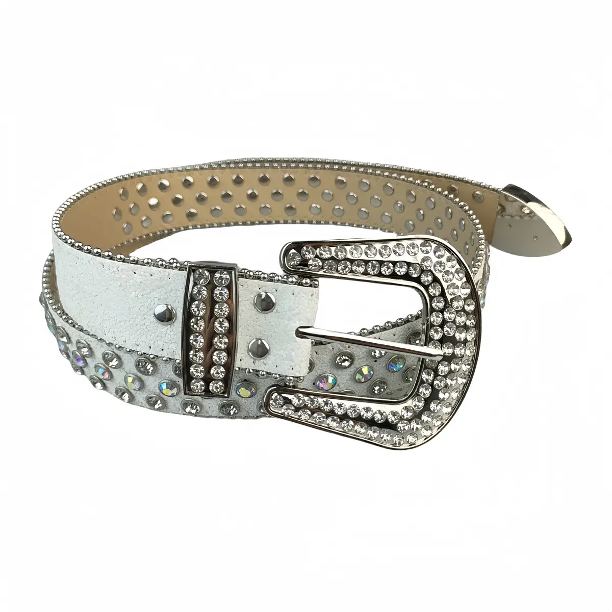 Women's Rhinestone Buckle Belt with Diamond Blasting Design — feature 3