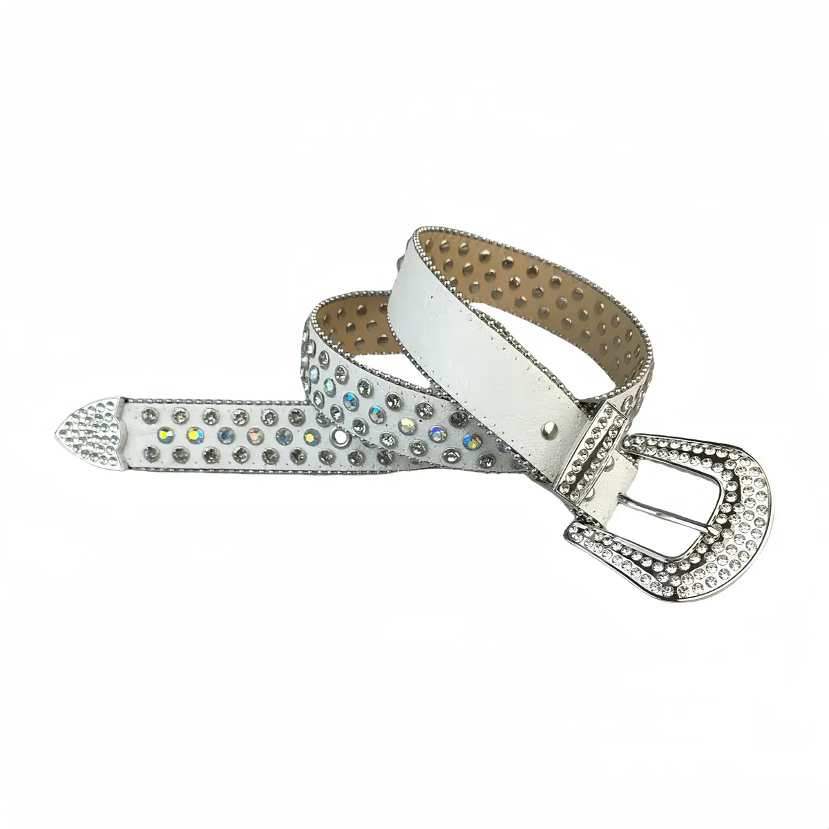 Women's Rhinestone Buckle Belt with Diamond Blasting Design — feature 6