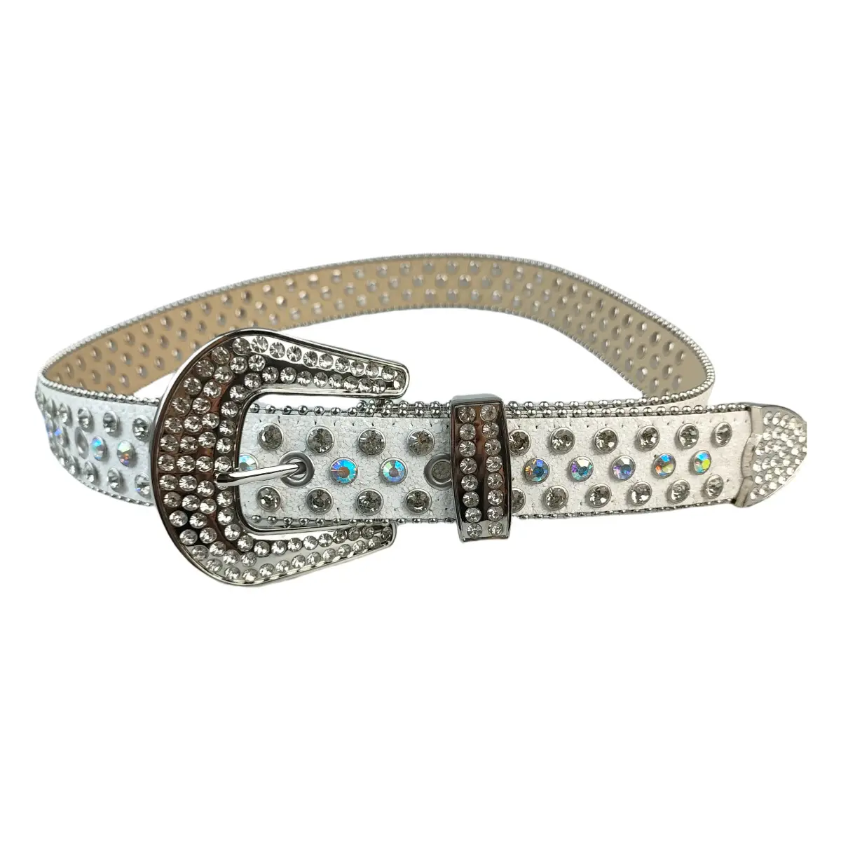 Women's Rhinestone Buckle Belt with Diamond Blasting Design — feature 8