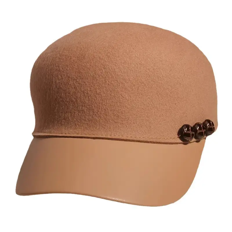 Black Woolen Button Cap for Women Autumn Winter - Image 8