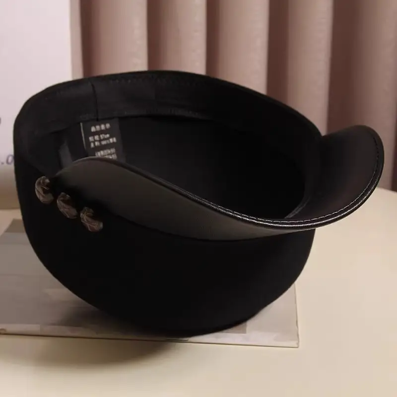 Black Woolen Button Cap for Women Autumn Winter — feature 18