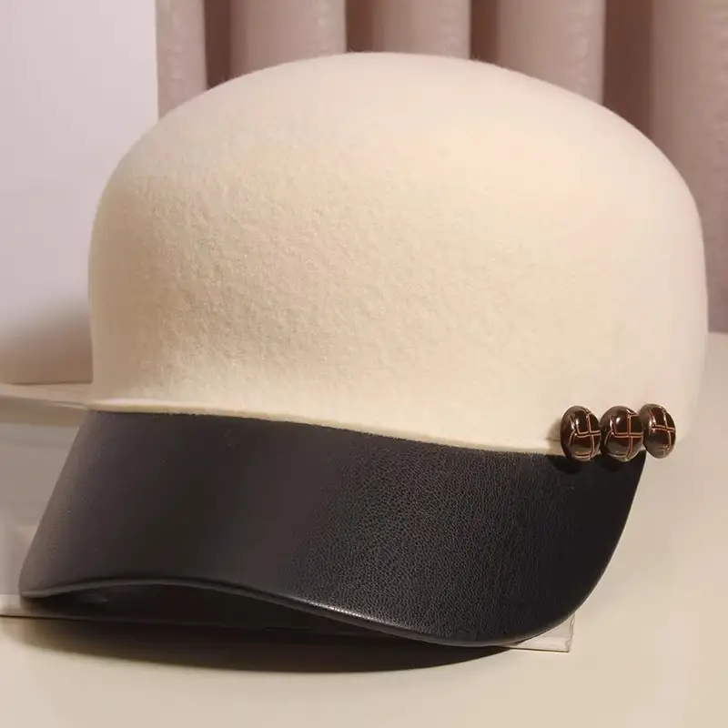 Black Woolen Button Cap for Women Autumn Winter — feature 7