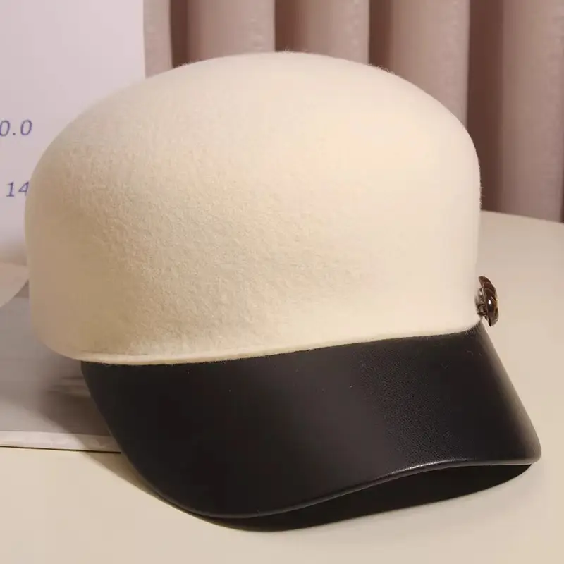 Black Woolen Button Cap for Women Autumn Winter — feature 8