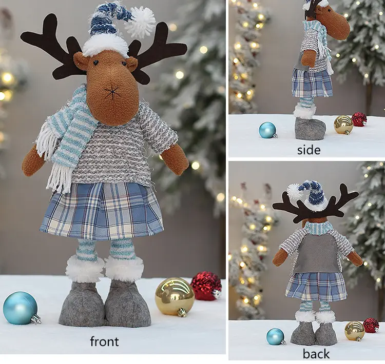 Blue Plaid Snowmen Doll Set for Christmas Decor — feature 10