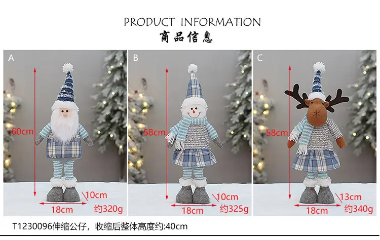 Blue Plaid Snowmen Doll Set for Christmas Decor — feature 11