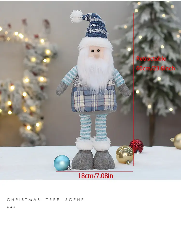Blue Plaid Snowmen Doll Set for Christmas Decor — feature 5