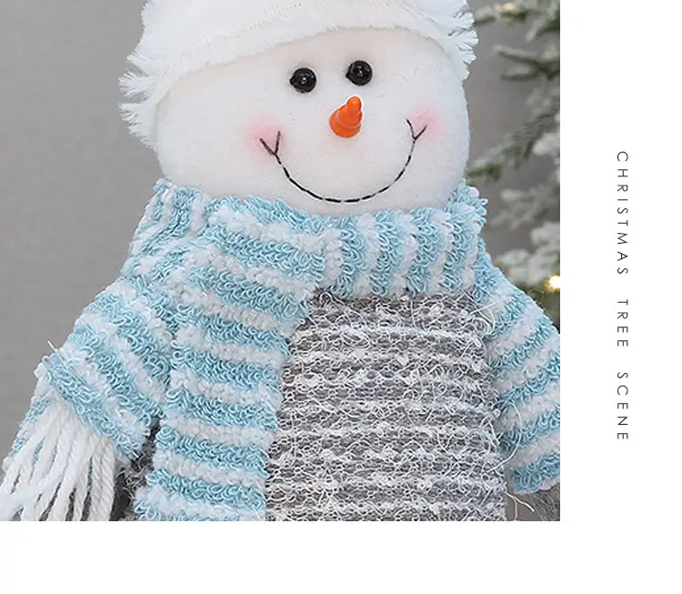 Blue Plaid Snowmen Doll Set for Christmas Decor — feature 7