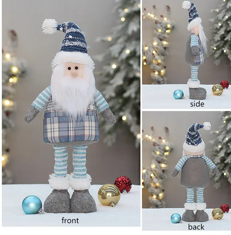 Blue Plaid Snowmen Doll Set for Christmas Decor — feature 8
