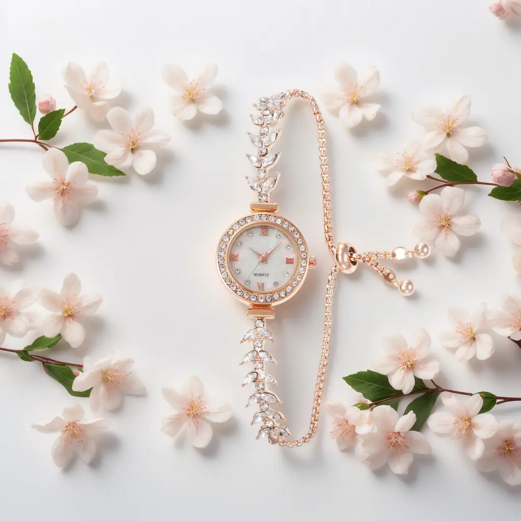Mermaid Watch for Women Gold Diamond Adjustable Bracelet