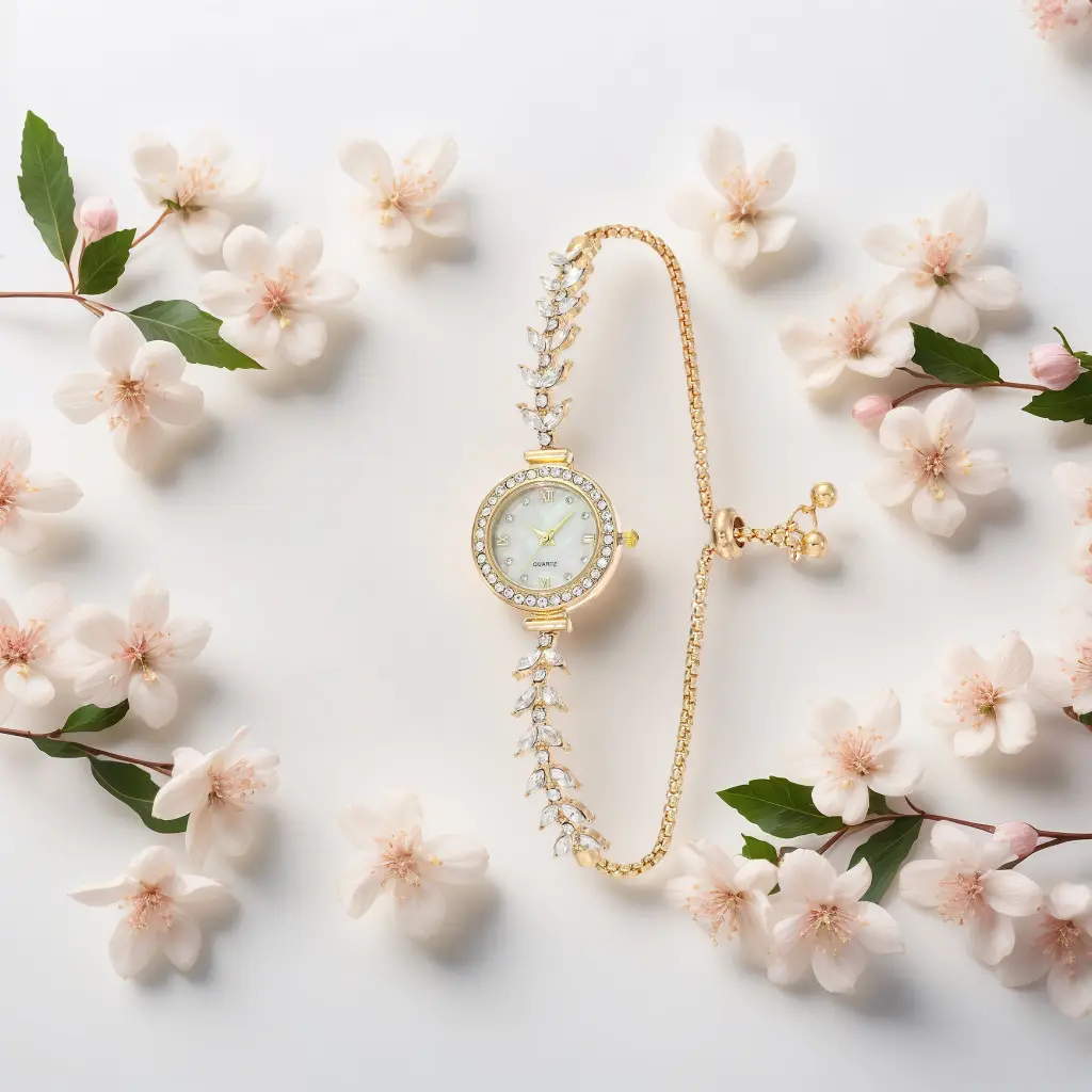 Mermaid Watch for Women Gold Diamond Adjustable Bracelet