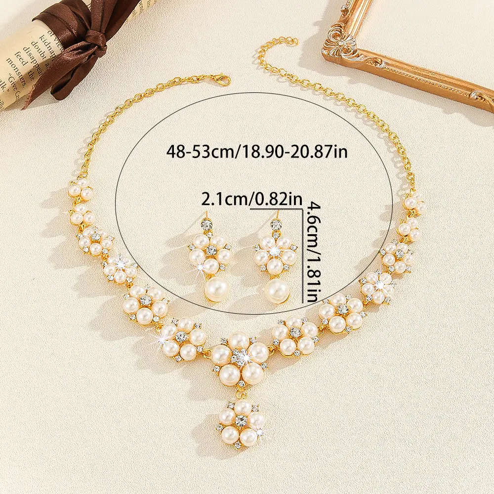 Vintage Luxury Pearl Necklace & Earrings Set - Image 4