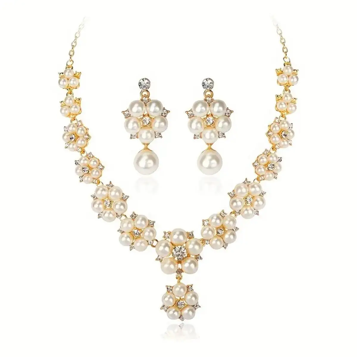 Vintage Luxury Pearl Necklace & Earrings Set - Image 5