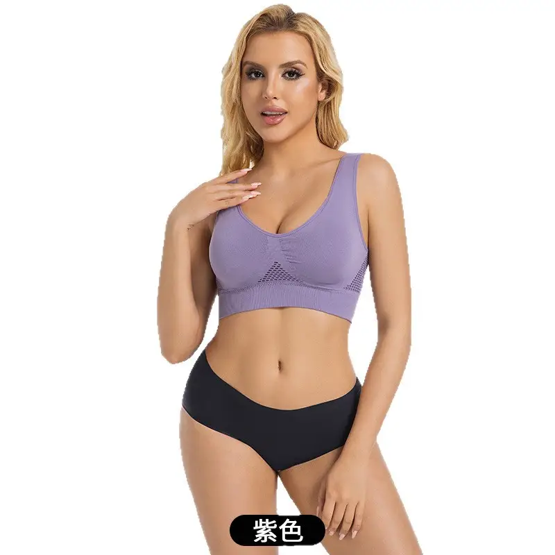 sportbra Foreign Trade Grid Hollow Breathable Sports Bra Cross-border plus size Yoga Running Sports Underwear