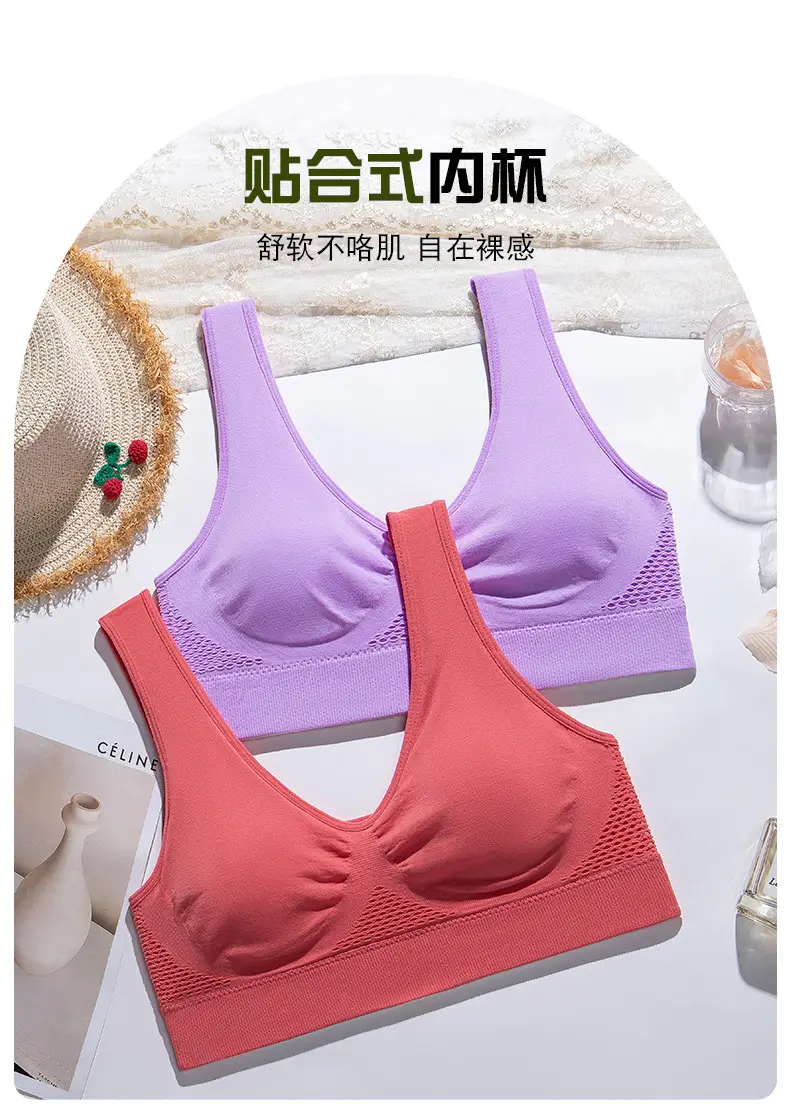 sportbra Foreign Trade Grid Hollow Breathable Sports Bra Cross-border plus size Yoga Running Sports Underwear — feature 16