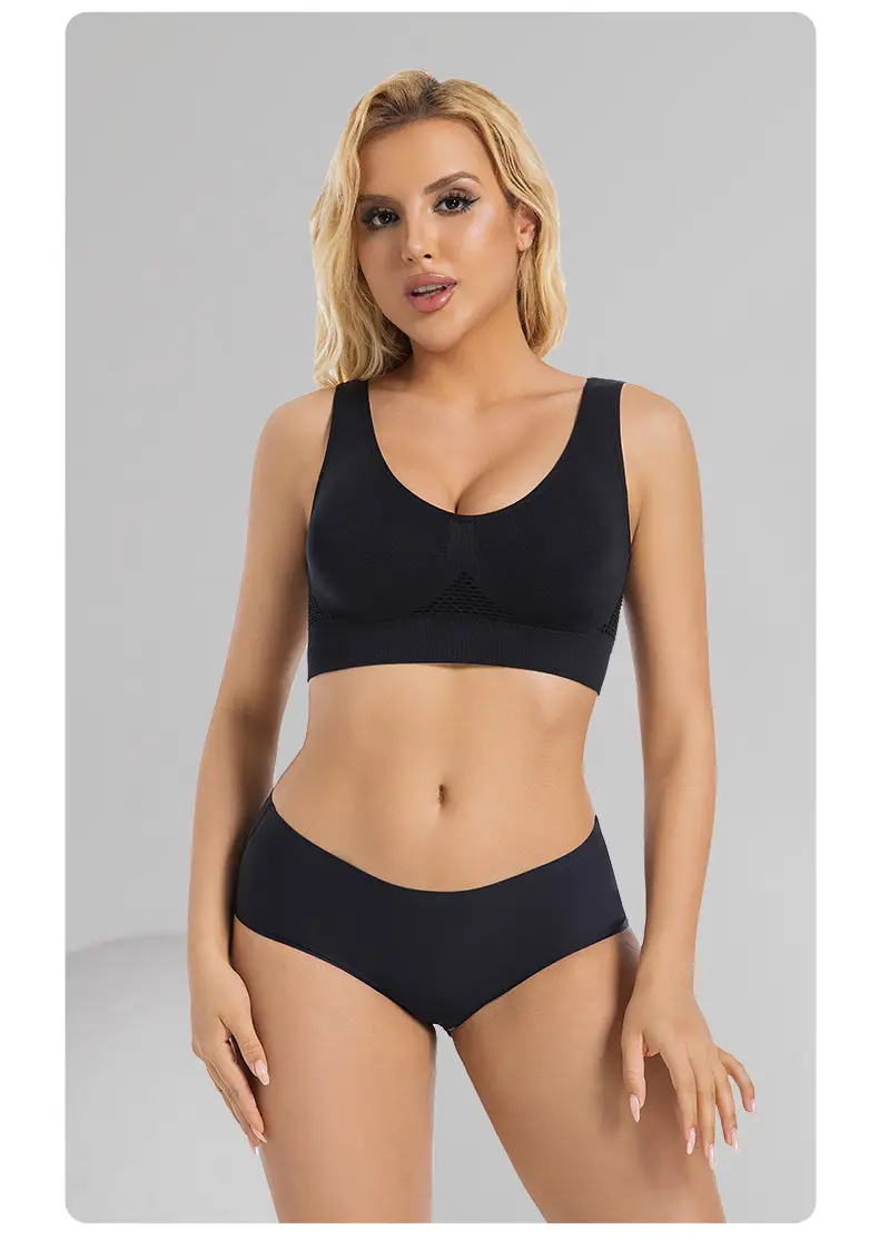 sportbra Foreign Trade Grid Hollow Breathable Sports Bra Cross-border plus size Yoga Running Sports Underwear — feature 25