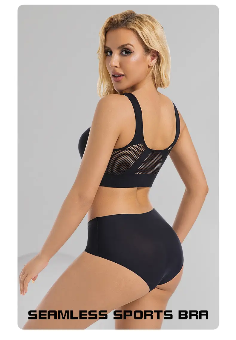 sportbra Foreign Trade Grid Hollow Breathable Sports Bra Cross-border plus size Yoga Running Sports Underwear — feature 26