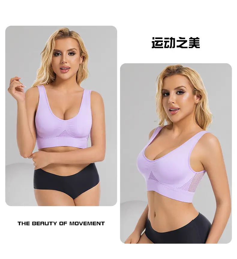 sportbra Foreign Trade Grid Hollow Breathable Sports Bra Cross-border plus size Yoga Running Sports Underwear — feature 27