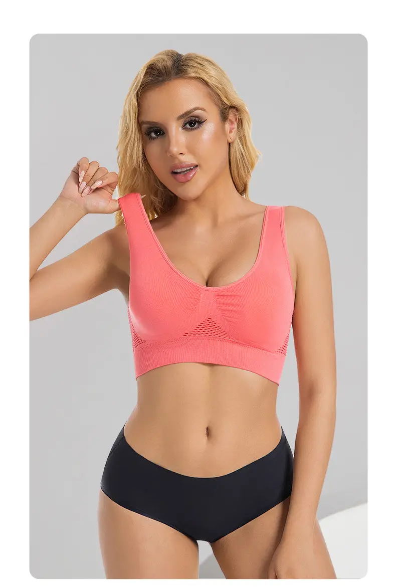 sportbra Foreign Trade Grid Hollow Breathable Sports Bra Cross-border plus size Yoga Running Sports Underwear — feature 28