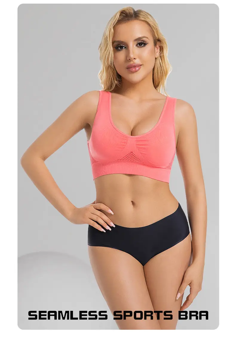 sportbra Foreign Trade Grid Hollow Breathable Sports Bra Cross-border plus size Yoga Running Sports Underwear — feature 29