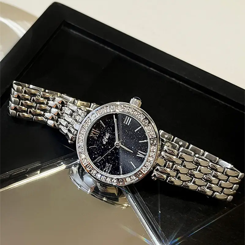 Starry Sky Waterproof Women's Quartz Watch Silver Crystal Stone Dial - Image 7