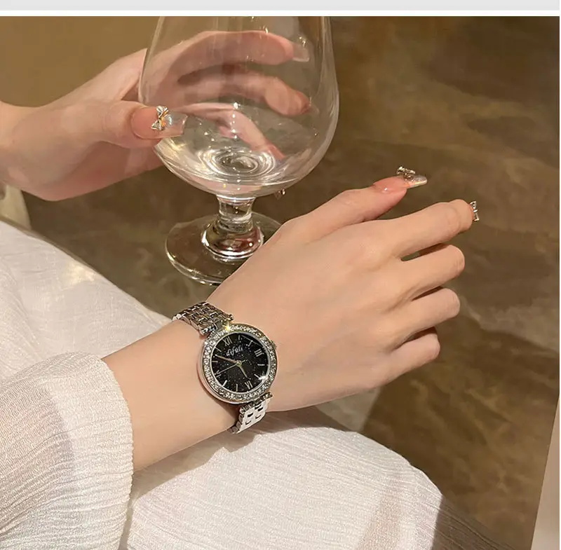 Starry Sky Waterproof Women's Quartz Watch Silver Crystal Stone Dial — feature 7