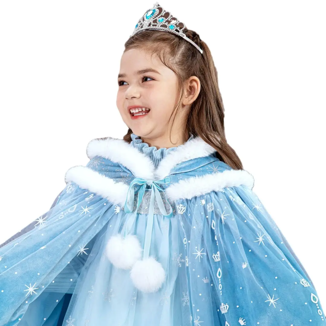 2025 Autumn and Winter Frozen Elsa Princess Dress Cape Set Girls' Dress Halloween One Piece Dropshipping