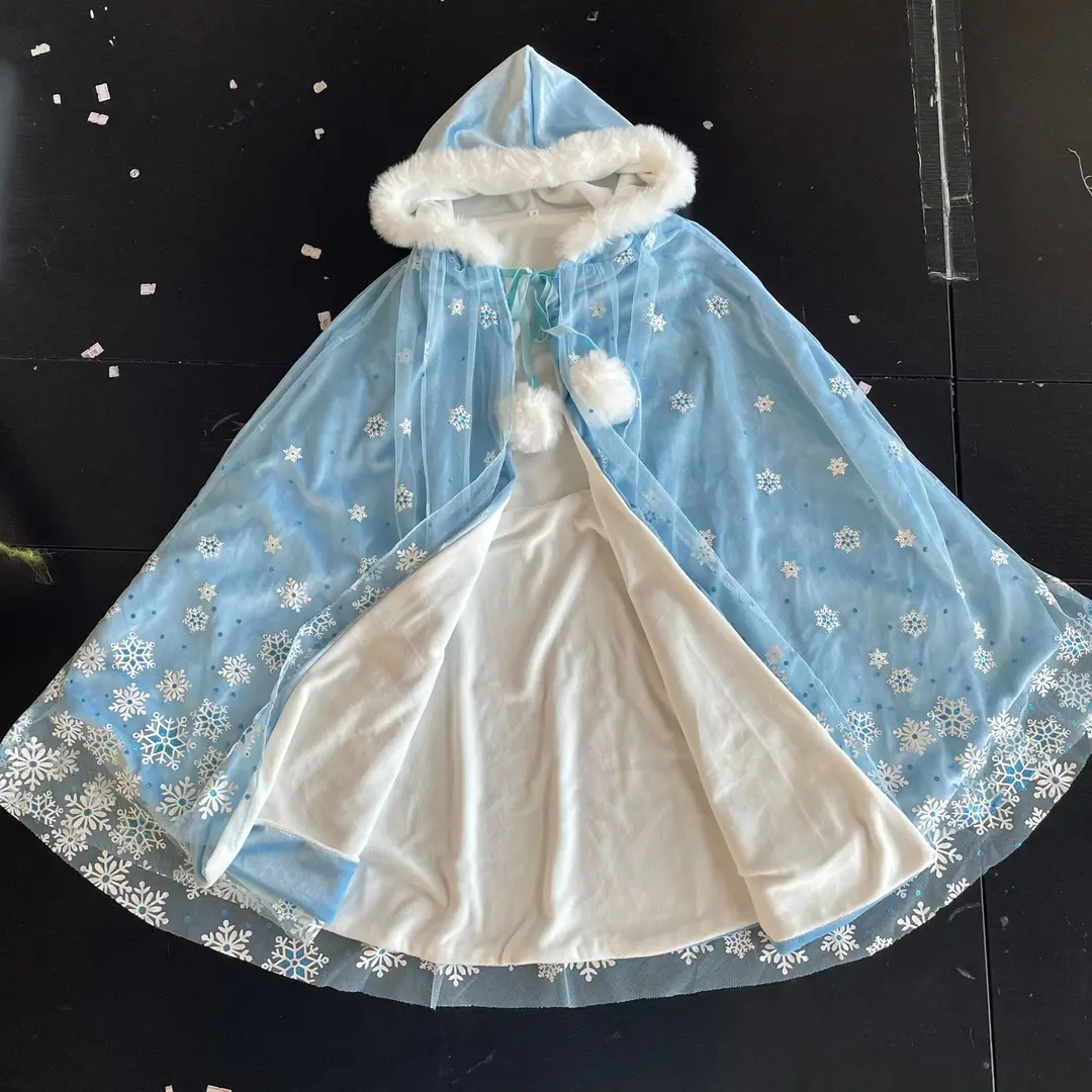 2025 Autumn and Winter Frozen Elsa Princess Dress Cape Set Girls' Dress Halloween One Piece Dropshipping