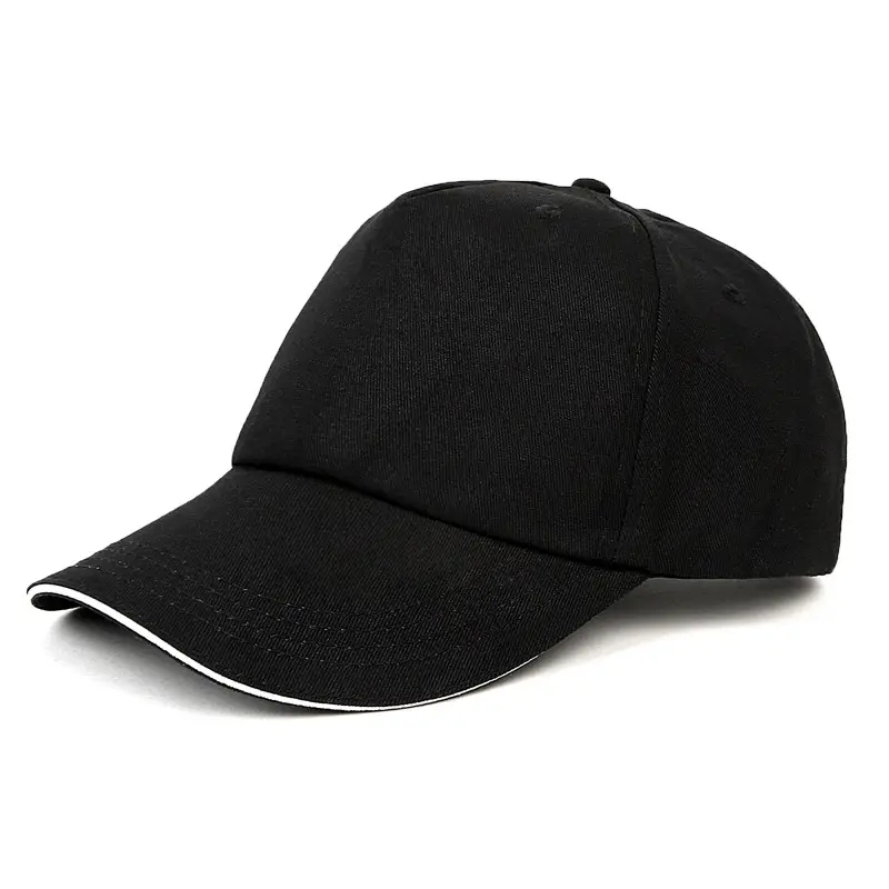Pure Cotton Unisex Baseball Cap with Custom Logo, Adjustable Size, Large Brim