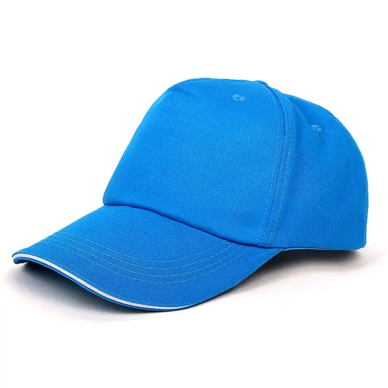 Pure Cotton Unisex Baseball Cap with Custom Logo, Adjustable Size, Large Brim