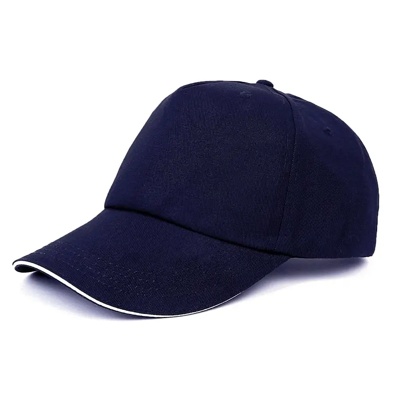 Pure Cotton Unisex Baseball Cap with Custom Logo, Adjustable Size, Large Brim