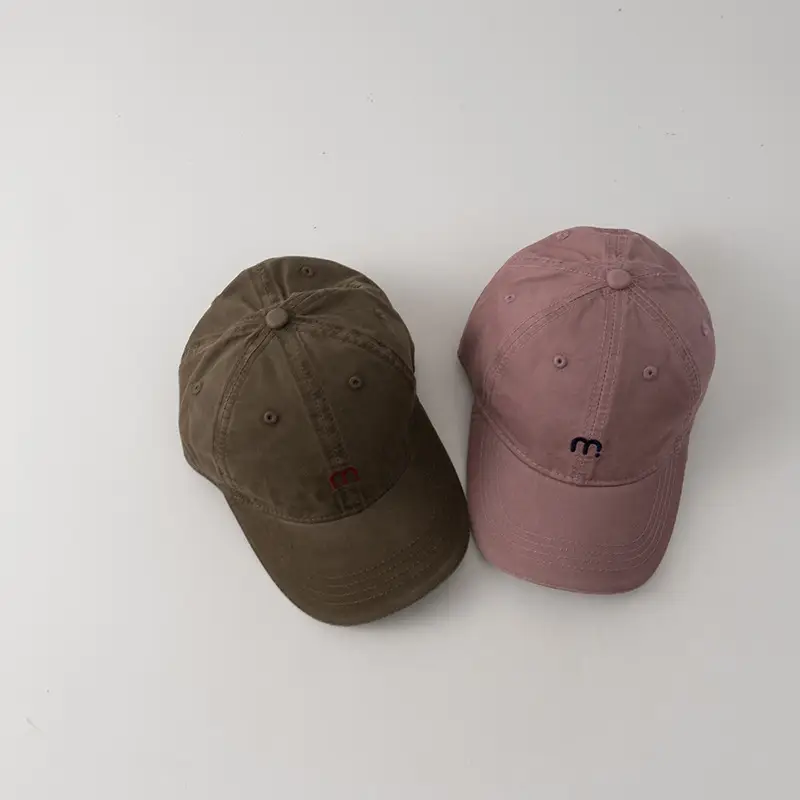 Kids Baseball Cap Maroon Letter m Embroidered - Image 10