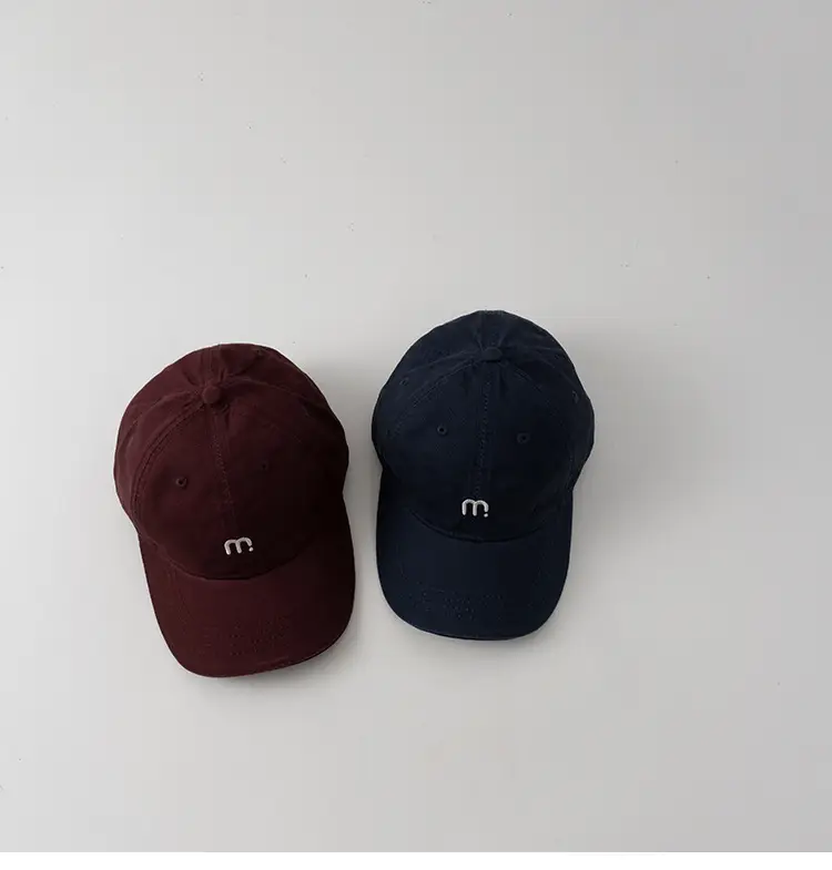 Kids Baseball Cap Maroon Letter m Embroidered — feature 14