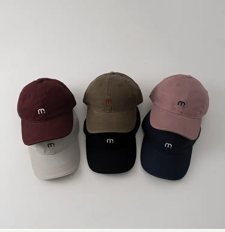 Kids Baseball Cap Maroon Letter m Embroidered — feature 9