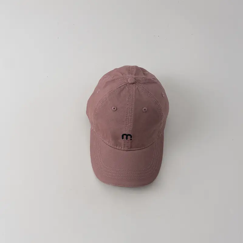 Kids Baseball Cap Maroon Letter m Embroidered - Image 2