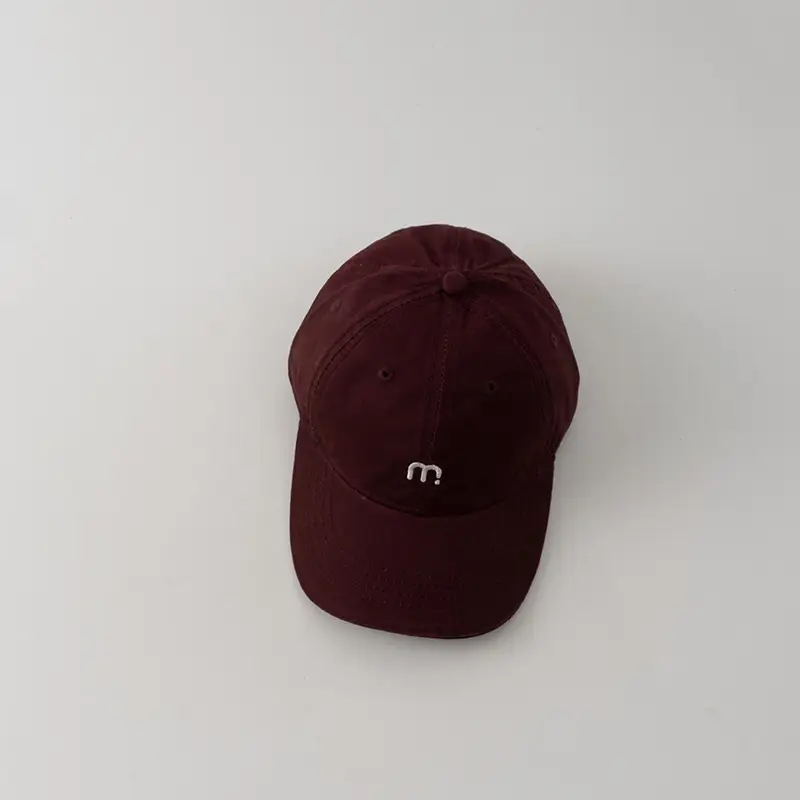 Kids Baseball Cap Maroon Letter m Embroidered - Image 5