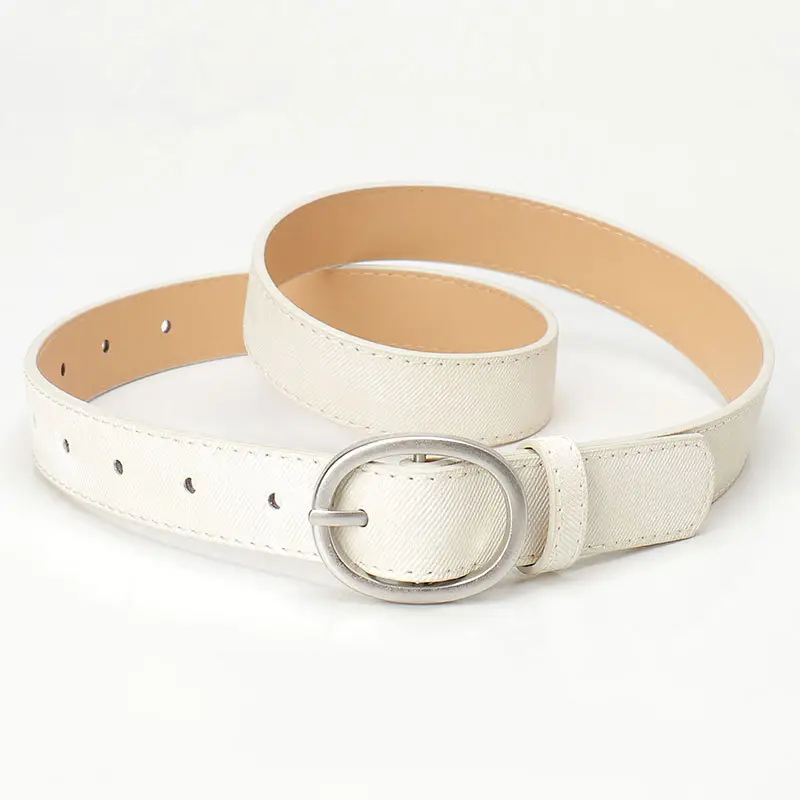 Women's Black Denim Leather Belt with Buckle - Image 2