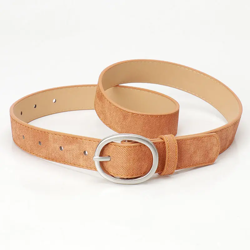 Women's Black Denim Leather Belt with Buckle - Image 3