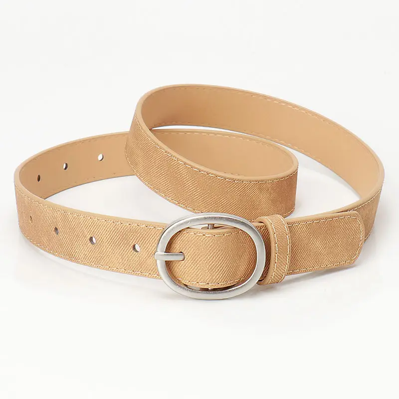 Women's Black Denim Leather Belt with Buckle - Image 4