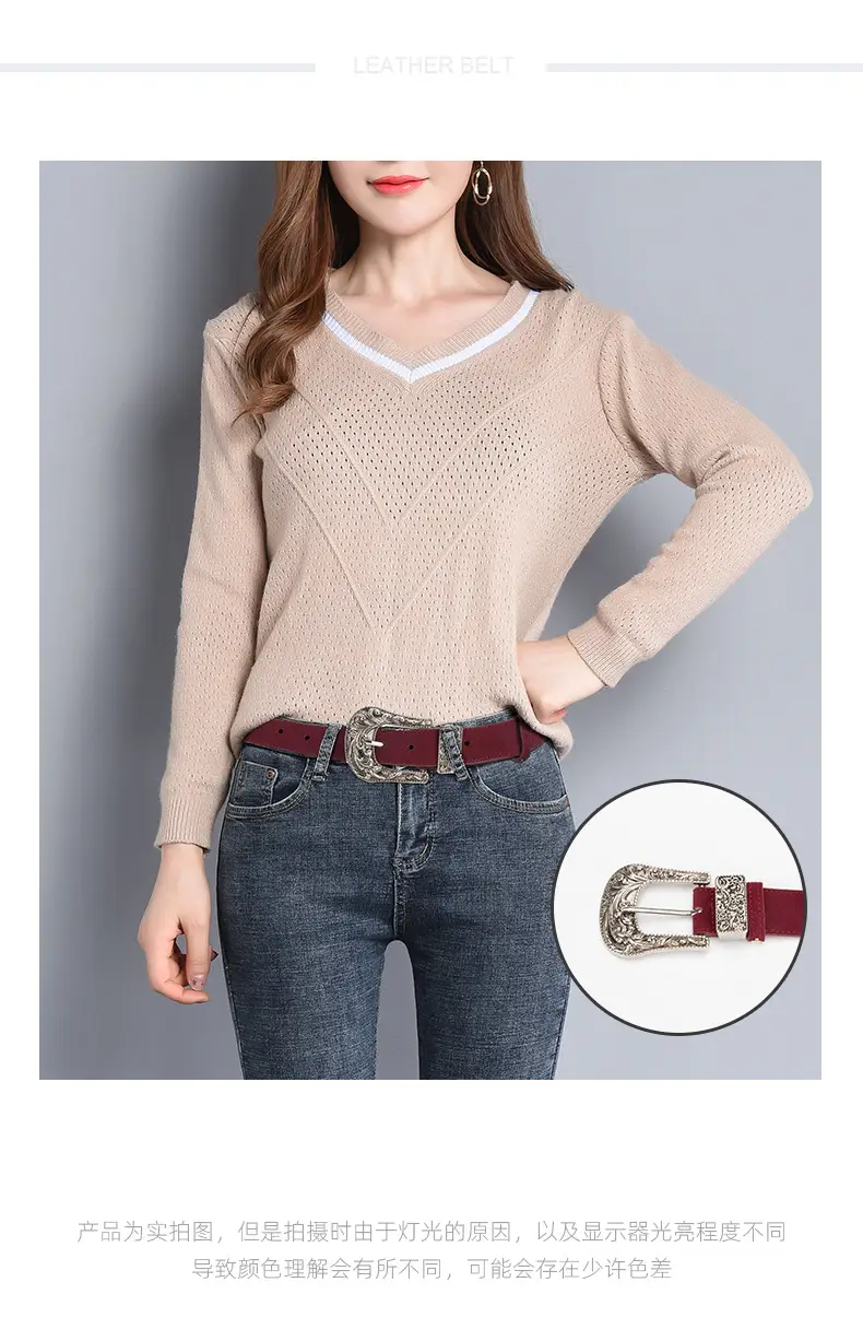 Women's Brown Leather Belt with Carved Silver Buckle — feature 1