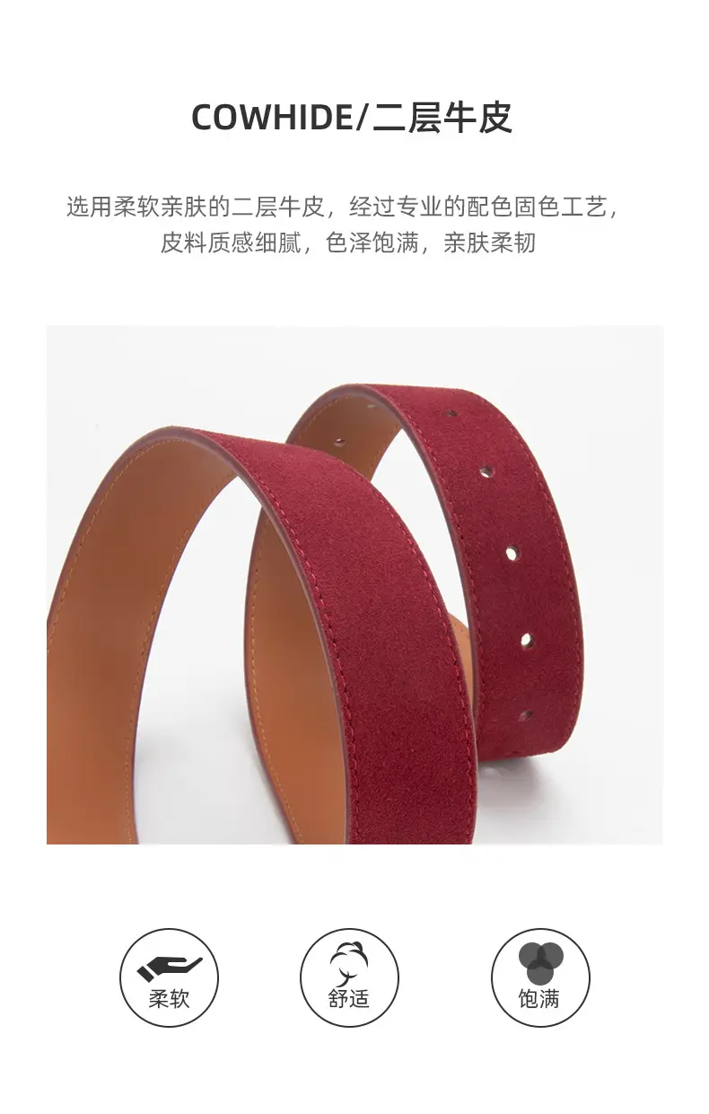 Women's Brown Leather Belt with Carved Silver Buckle — feature 5
