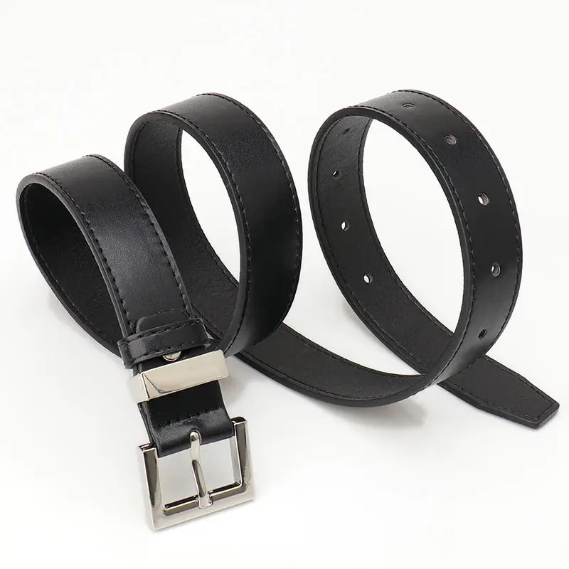 Square Buckle Women's Belt Black Brown Tan Leather - Image 11