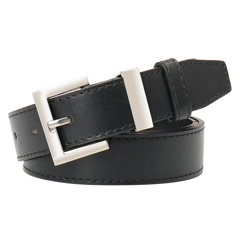 Square Buckle Women's Belt Black Brown Tan Leather - Image 12