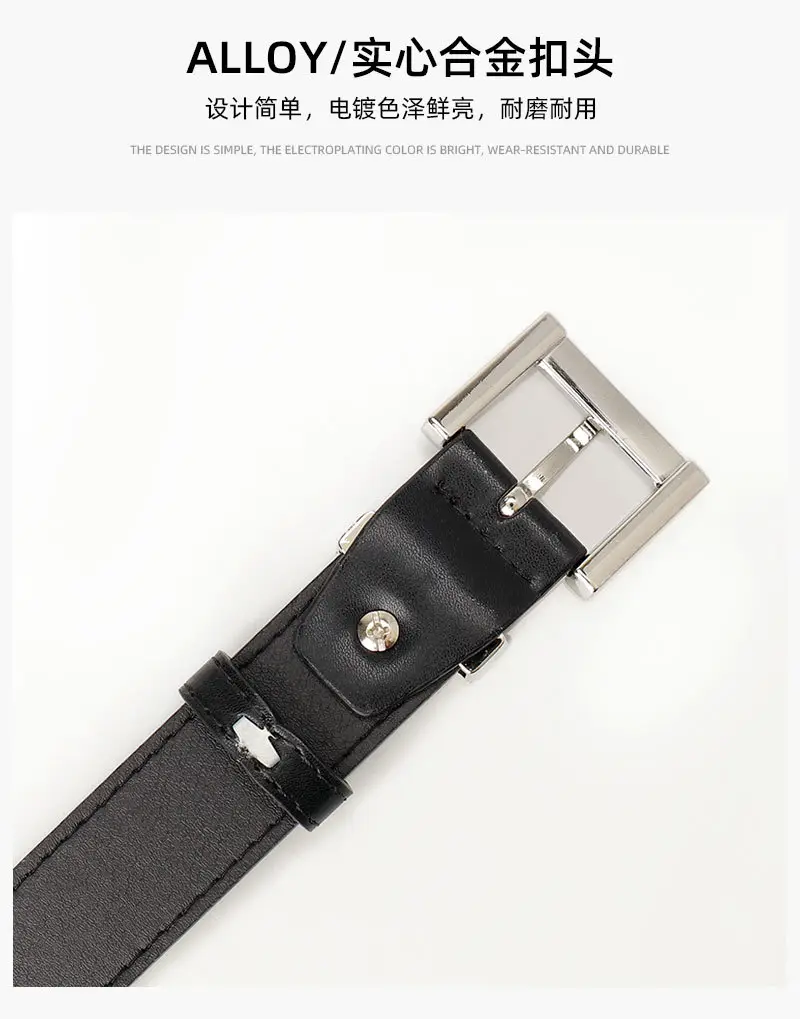 Square Buckle Women's Belt Black Brown Tan Leather — feature 15