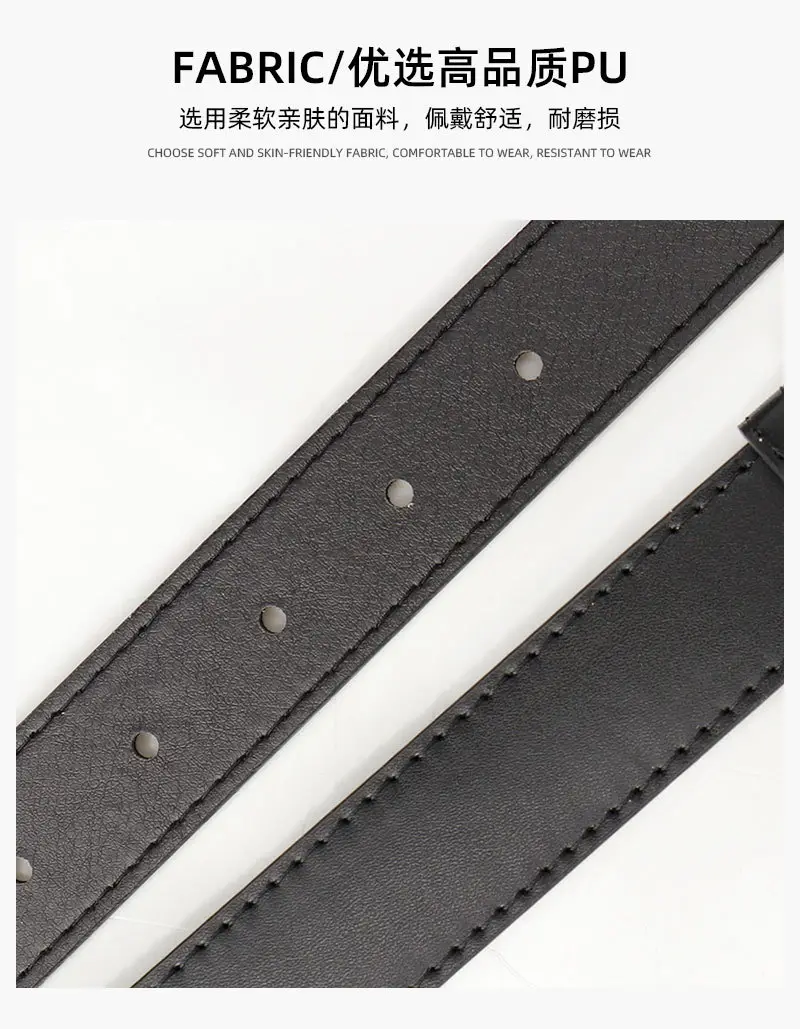 Square Buckle Women's Belt Black Brown Tan Leather — feature 16