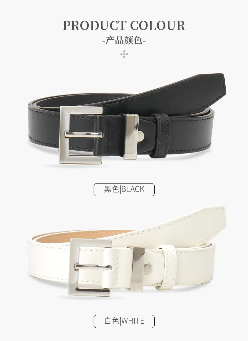 Square Buckle Women's Belt Black Brown Tan Leather — feature 18