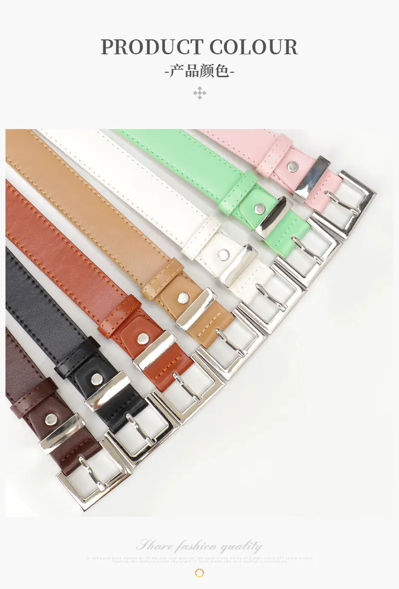 Square Buckle Women's Belt Black Brown Tan Leather — feature 21