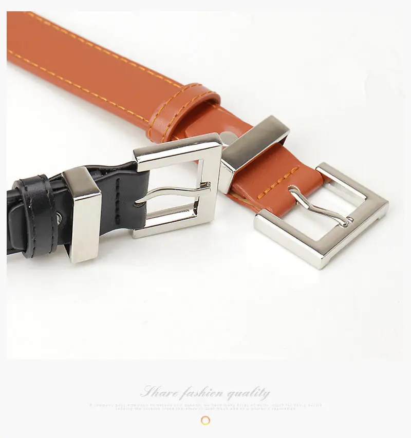 Square Buckle Women's Belt Black Brown Tan Leather — feature 24