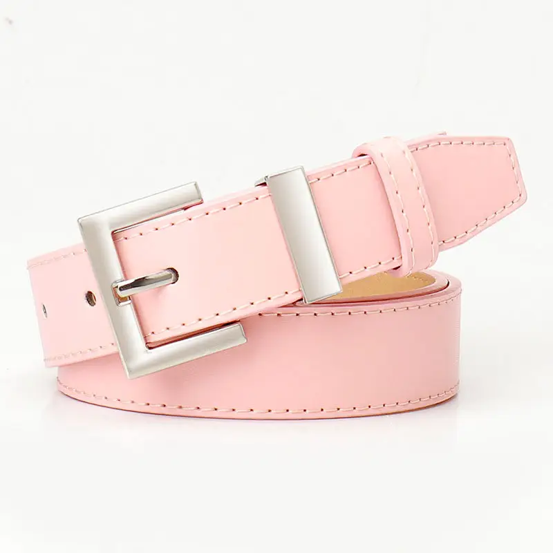 Square Buckle Women's Belt Black Brown Tan Leather - Image 6