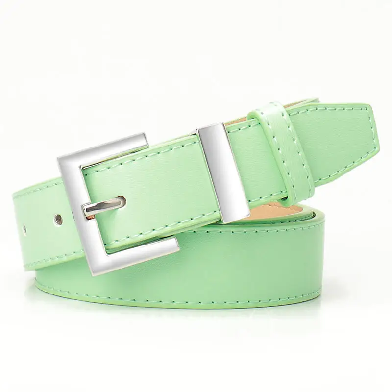 Square Buckle Women's Belt Black Brown Tan Leather - Image 7