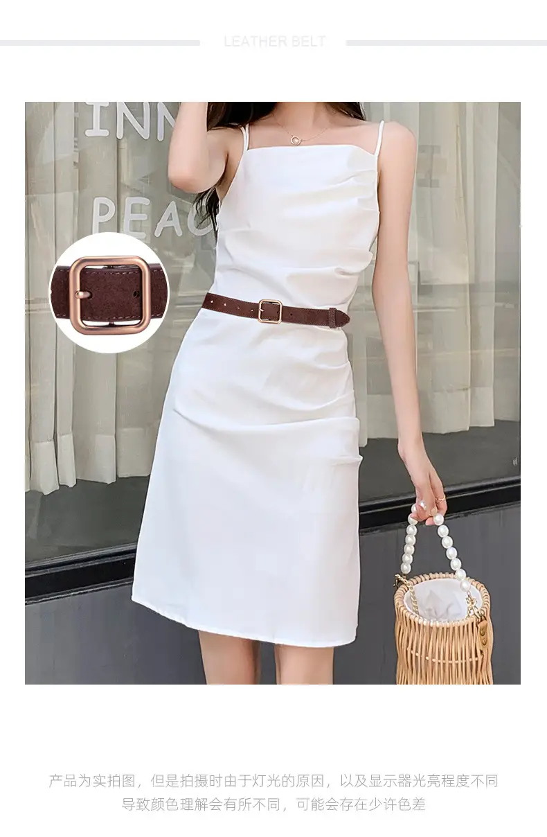 Women's Korean Style Anti-Velvet Belt White Brown — feature 1